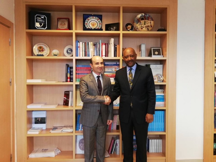 Etiyopya Büyükelçisi Barkessa Diplomasi Akademisi Başkanı Özcan ile görüştü